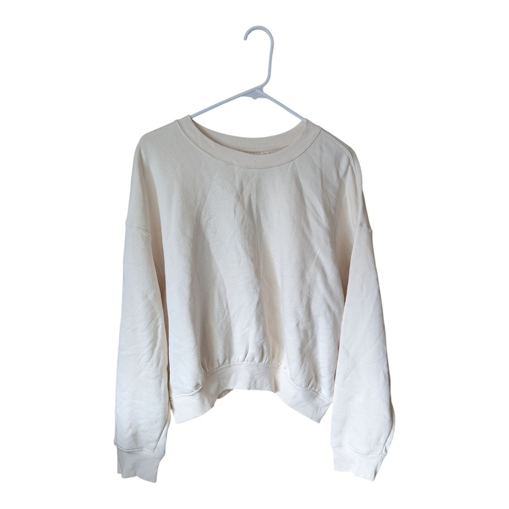 Top. Cropped Sweatshirt - Wild Fable Off-White XXS: Crew‎ Neck Pullover